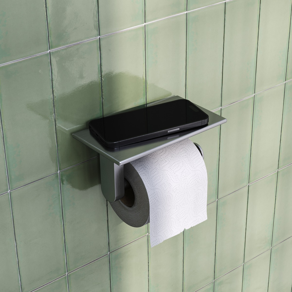 Brauer Brushed Edition toiletrolhouder met planchet RVS geborsteld PVD