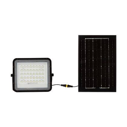 VT-40W 6W schwarzer LED-Strahler mit Solarpanel und Fernbedienung LED-Flutlicht mit austauschbarer Batterie 6400K 3m Kabel - 7821 - Schwarz - V-tac