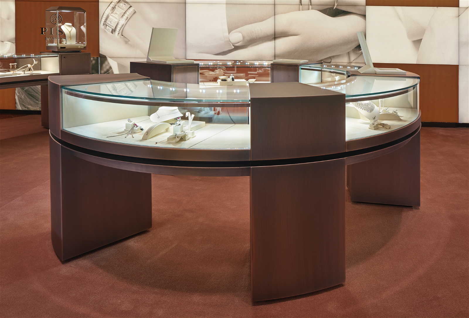 Whoppah Luxury Counter Display Glass/Metal/Leather - Tweedehands