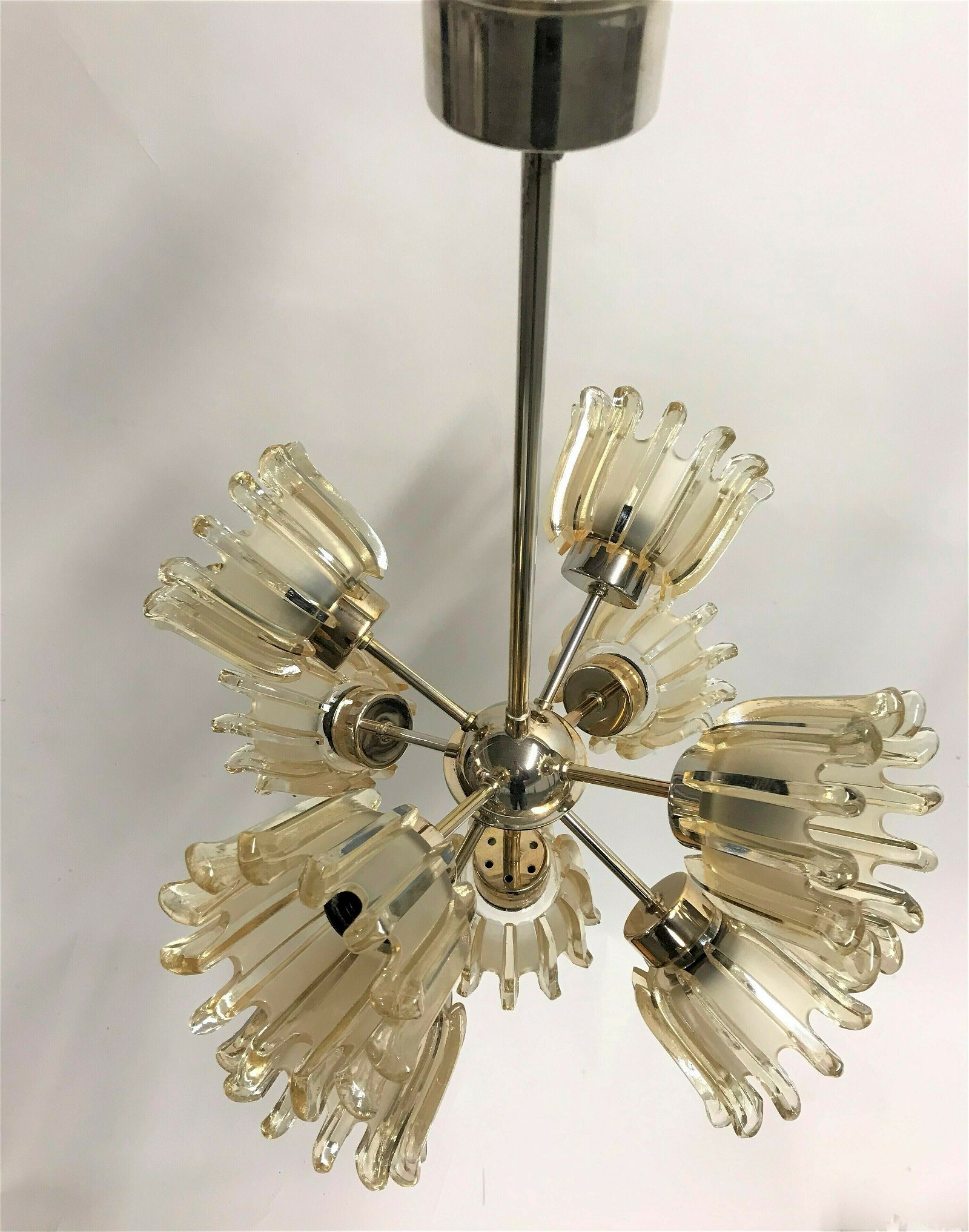 Massive vintage sputnik chandelier Glass/Brass - Tweedehands