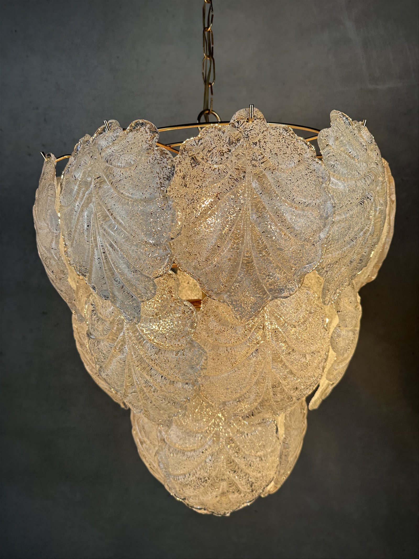 Whoppah Italiaanse ‘	frozen leaves’ hanglamp Brass/Glass - Tweedehands