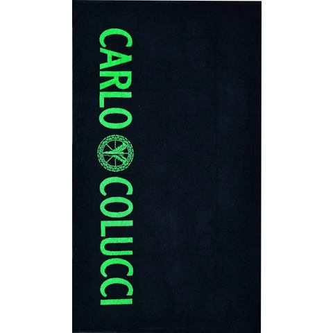 CARLO COLUCCI Strandlaken Tomaso met opvallend -logo en opschrift in neongroen (1 stuk)
