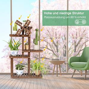 Coast 5 Tier Plantenrek Bloemenrek met Houten Windmolen 60 x 25 x 97 cm Bruin