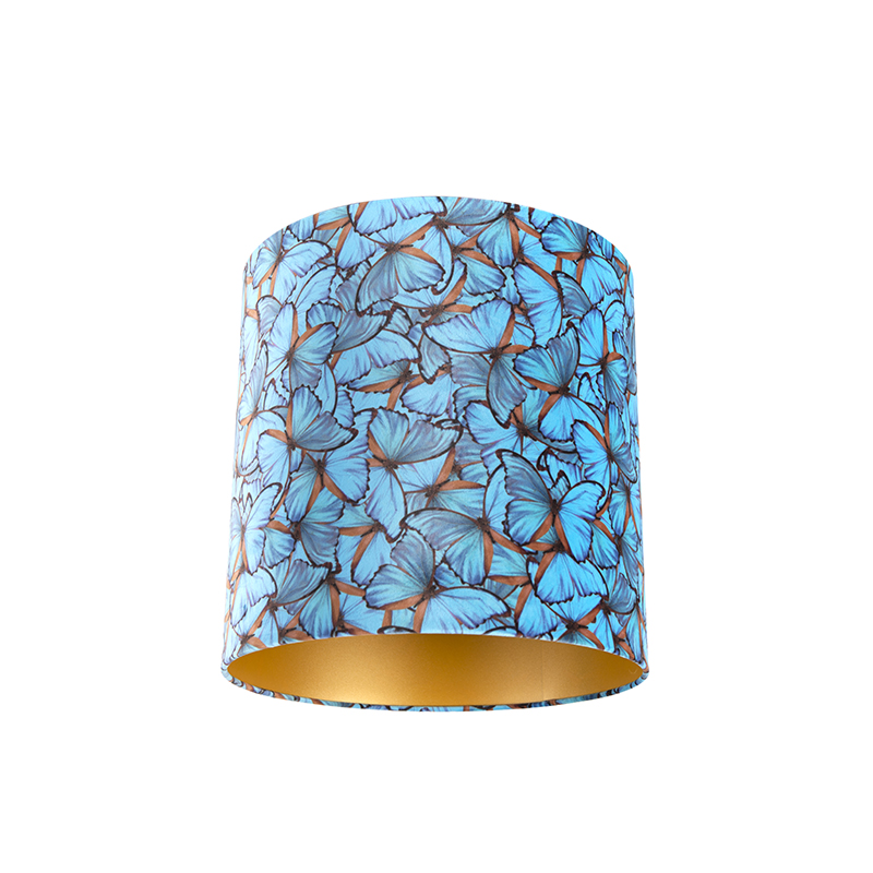 qazqa Velour Lampenschirm Schmetterling Design 40/40/40 goldene Innenseite - Kupfer