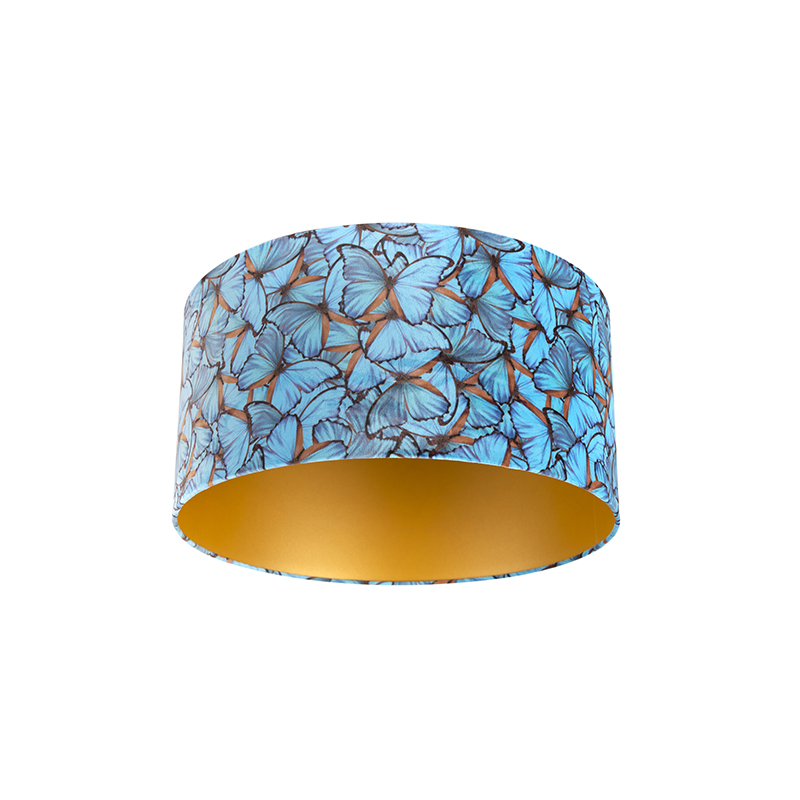 qazqa Velour Lampenschirm Schmetterling Design 50/50/25 goldene Innenseite - Kupfer