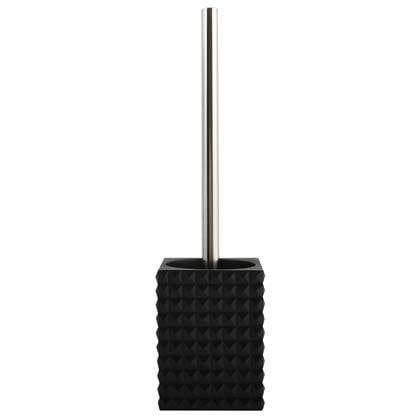 MSV Toiletborstel houder Kubik - kunststeen - zwart|zilver - 37 cm