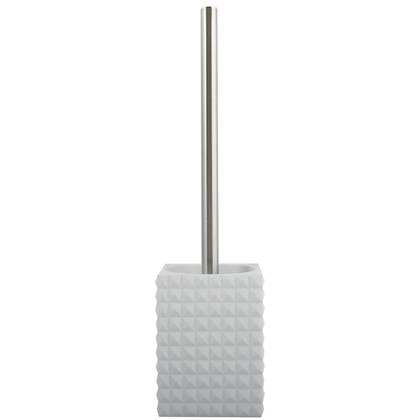 MSV Toiletborstel houder Kubik - kunststeen - wit|zilver - 37 cm