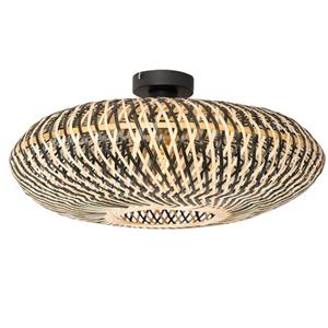 qazqa Orientalische Deckenlampe schwarzer Bambus 50 cm - Ostrava - Schwarz