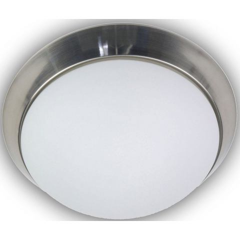 niermann LED-Deckenleuchte rund, Opalglas matt, Dekorring Nickel matt, ø 25cm