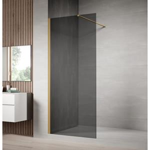 Badplaats Douchewand Rizani 80 X 200 Cm - Rookglas - Goud Profiel - Nano Coating