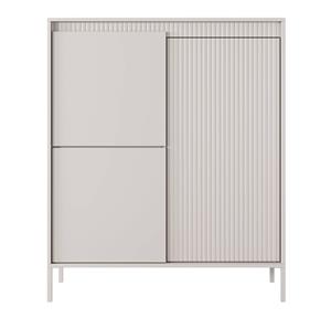 Falsetto - Highboard 3-türig Beige mit geriffelter Front, 104 cm - Beige - Selsey