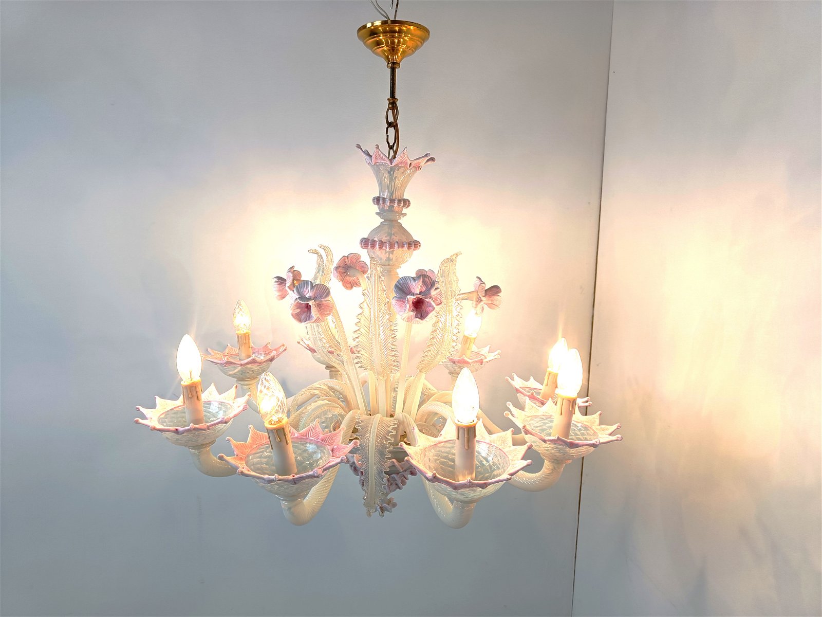Whoppah Vintage floral glass chandelier Murano Glass - Tweedehands