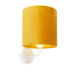 QAZQA Vintage Wandlampe weiß mit gelbem Veloursschirm - Matt