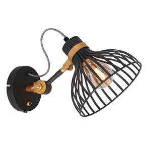 Anne Light&home Wandlamp Dunbar | 1-lichts | draaibaar | E27 | 18x29x20 cm | goud&zwart