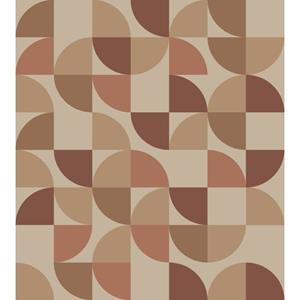 ESTAhome Fotobehang Geometrische Vormen Beige, Roze En Donker Rood - 2.5 X 2.79 M