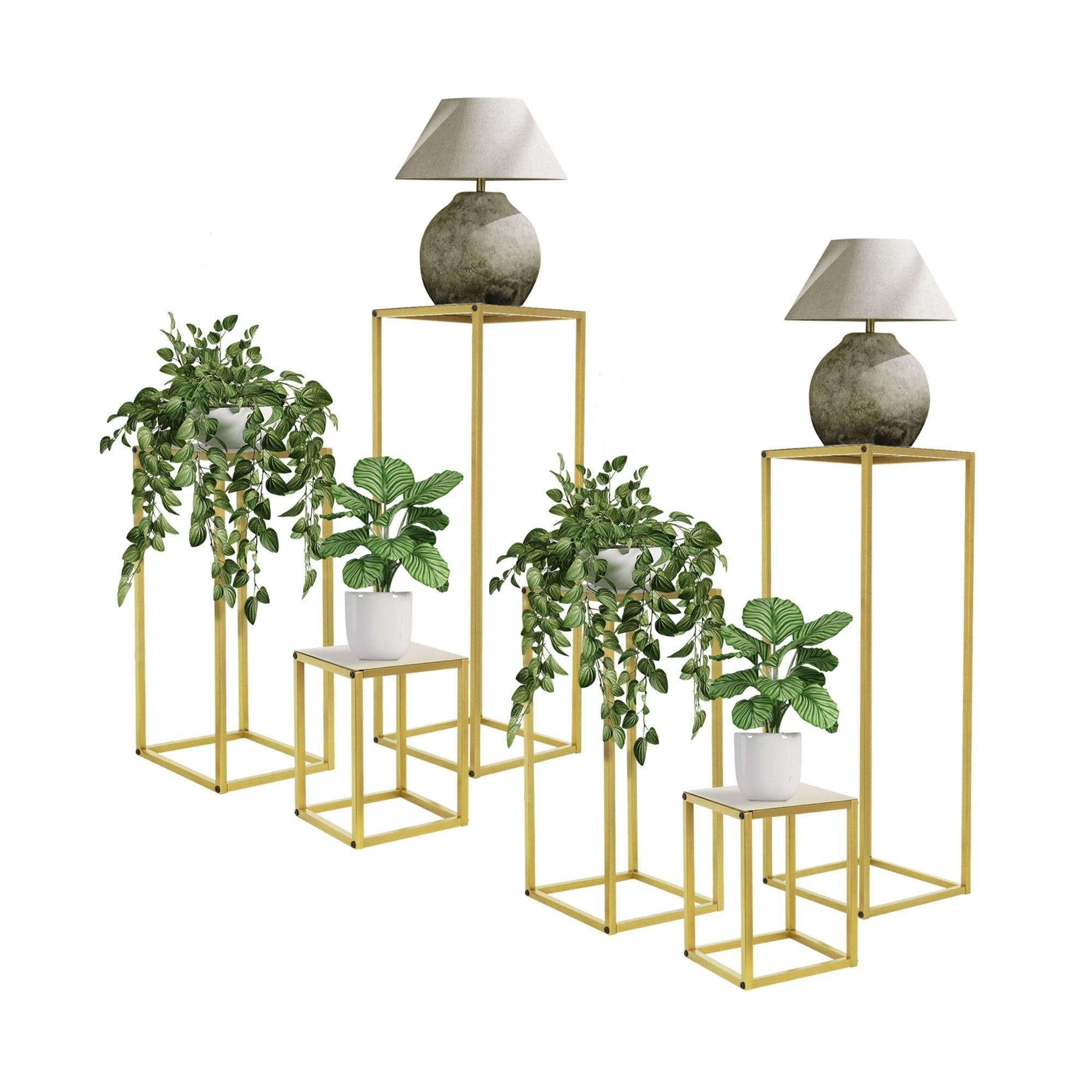 6er Set Blumenständer, 22x30/26x60/30x90 cm, Gold, aus Metall - Ml-design