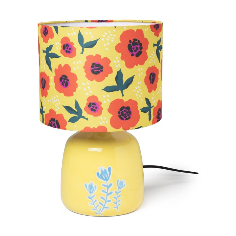 Xenos Tafellamp bloemen - geel - ø22x33.5 cm