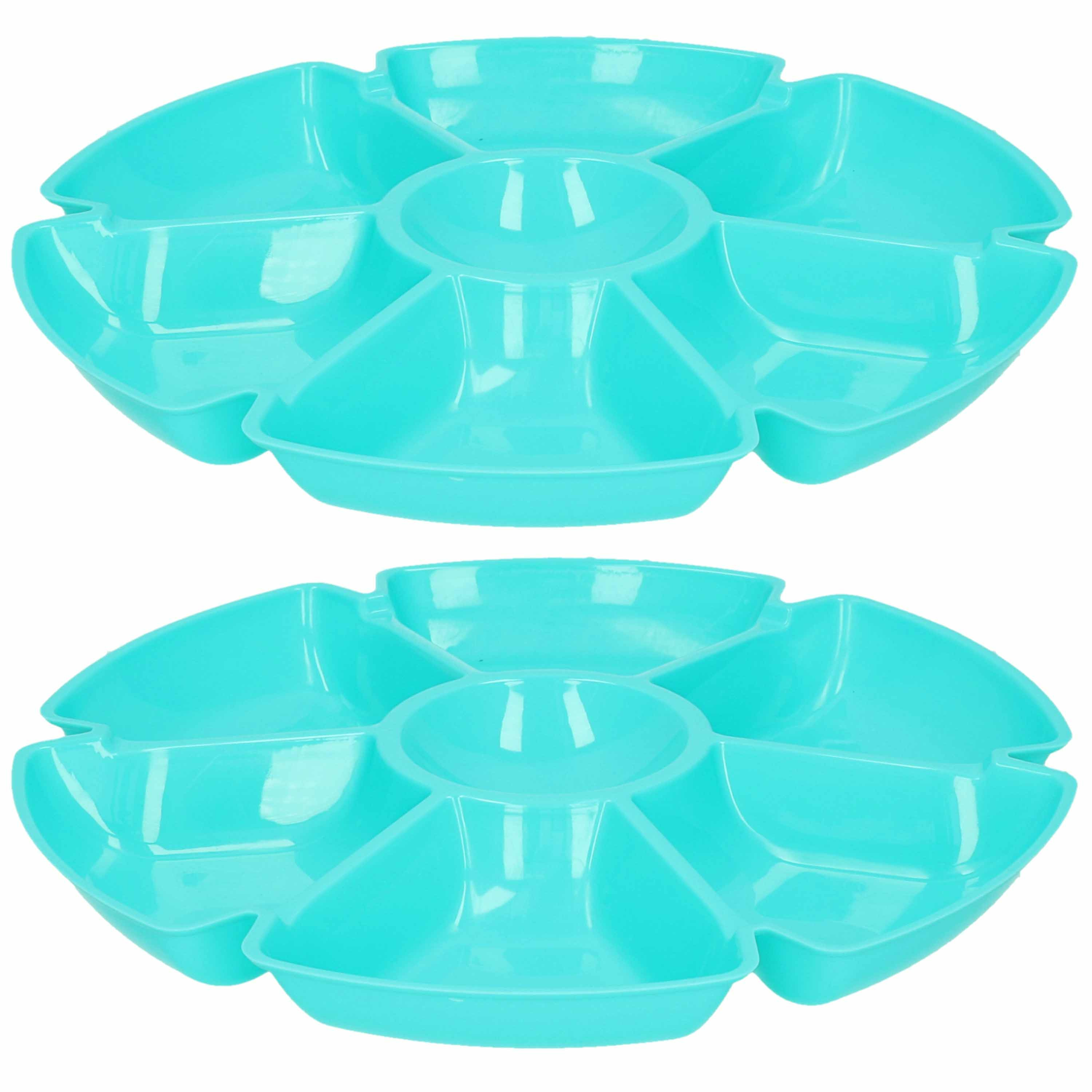 Excellent Houseware Hapjes/chips serveerschaal - set 2x stuks - ijs blauw - 29 cm -
