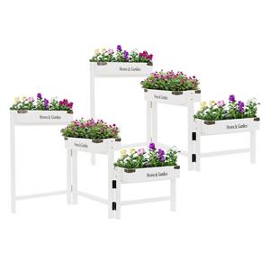 2er Set Blumenständer 3 Etagen,32x16x7 cm, Weiß, aus Holz - Ml-design