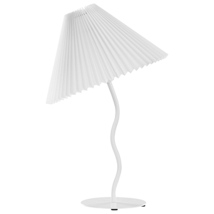 Beliani - Tischlampe Weiß mit Metallfuß 48 cm Plisseeschirm Stoffschirm Kegelform Langes Kabel mit Schalter Modern Schlaf- u. Wohnzimmer Beleuchtung