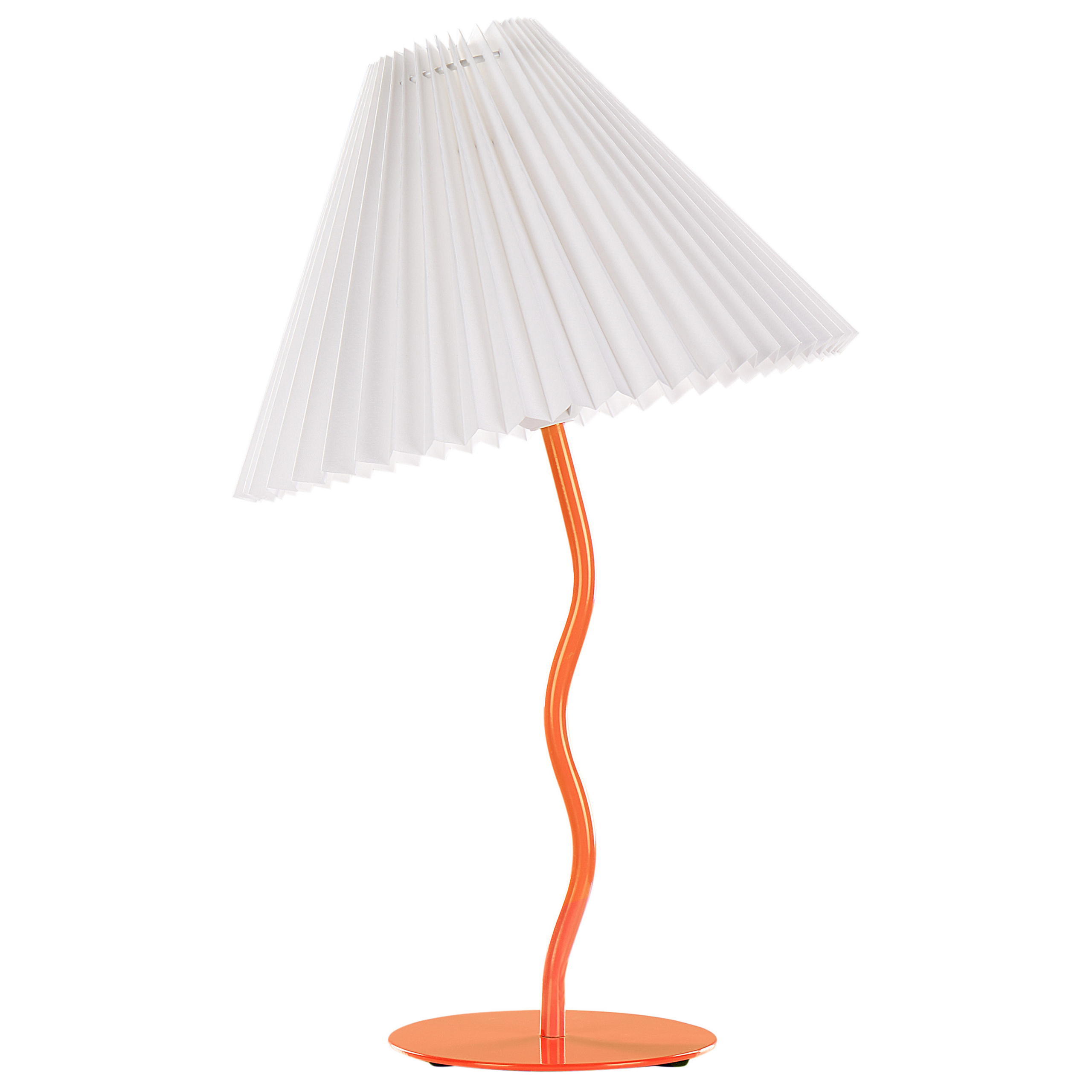Beliani - Tischlampe Orange mit Metallfuß 48 cm Plisseeschirm Stoffschirm Kegelform Langes Kabel mit Schalter Modern Schlaf- u. Wohnzimmer