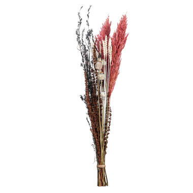 Leen Bakker Droogbloemen boeket mix - bruin/roze - 74 cm