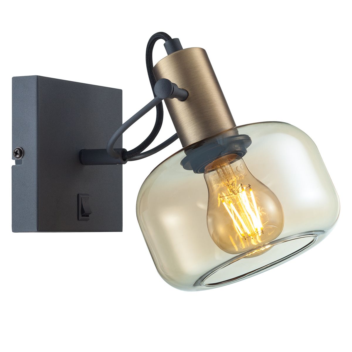 Steinhauer Wandlamp Glaslic | 2 lichts | brons&zwart | e27