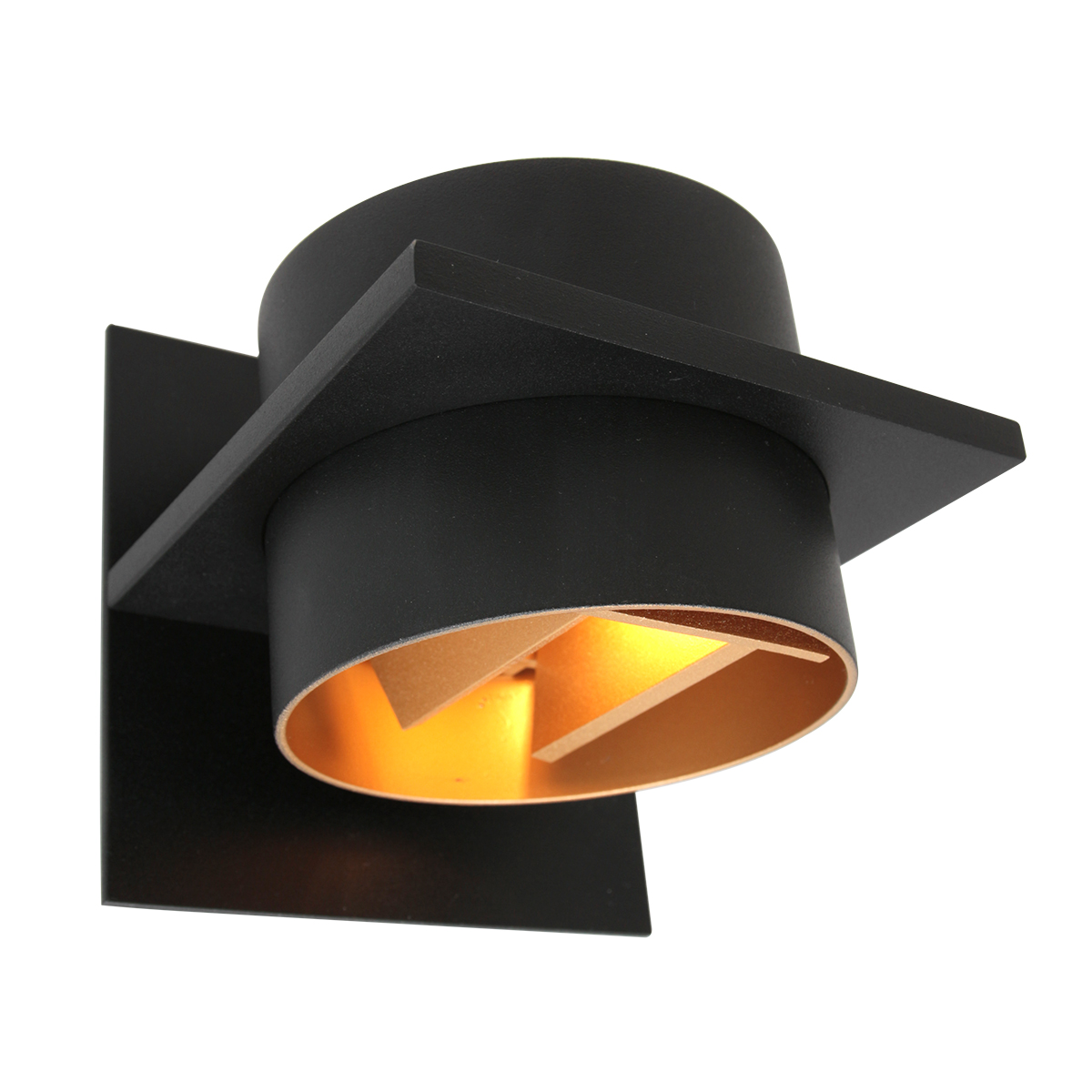 Steinhauer Wandlamp Muro | 1 lichts | 12x14x12 cm | goud&mat zwart