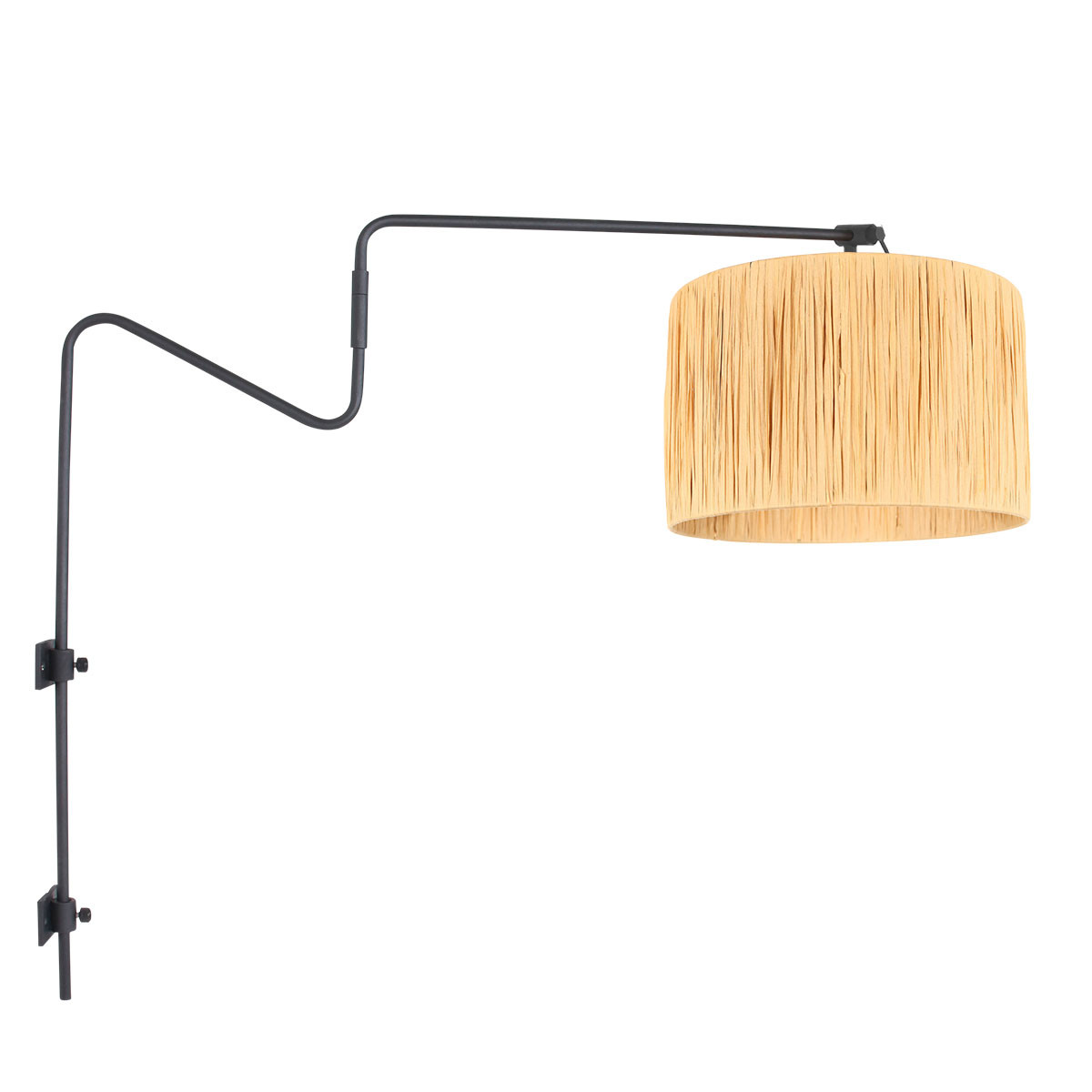 Anne Light&home Wandlamp Linstrom | 1-lichts | draai-&kantelbaar | 70x30 cm | naturel/zwart