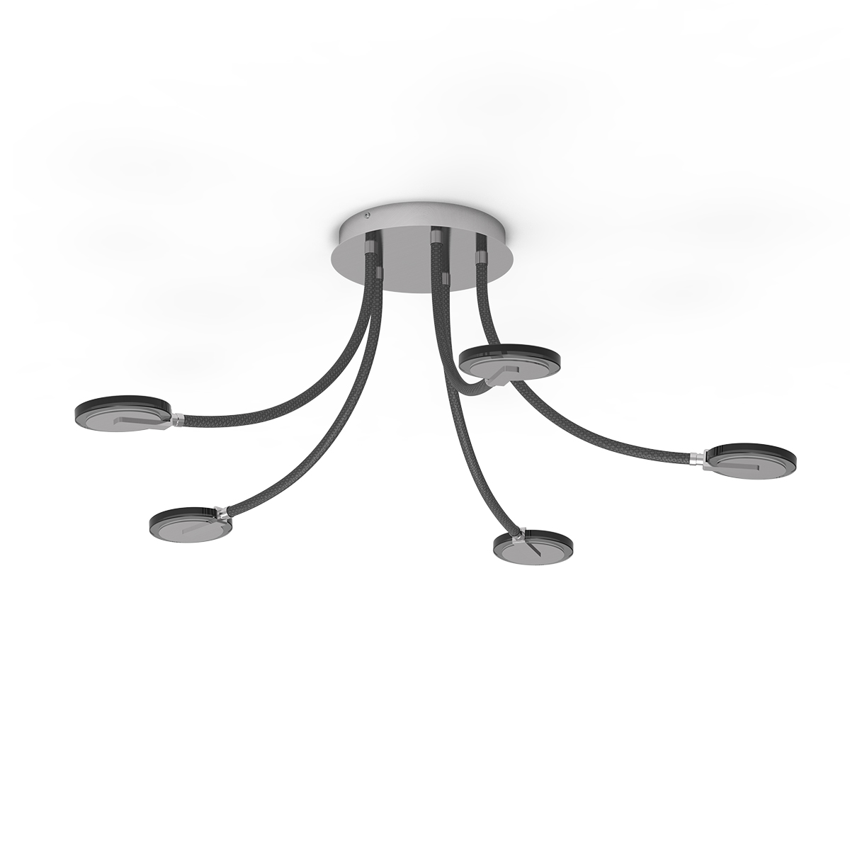 Steinhauer Plafonnière Turound | 5 lichts | Ø 11 cm | staal&zwart | design