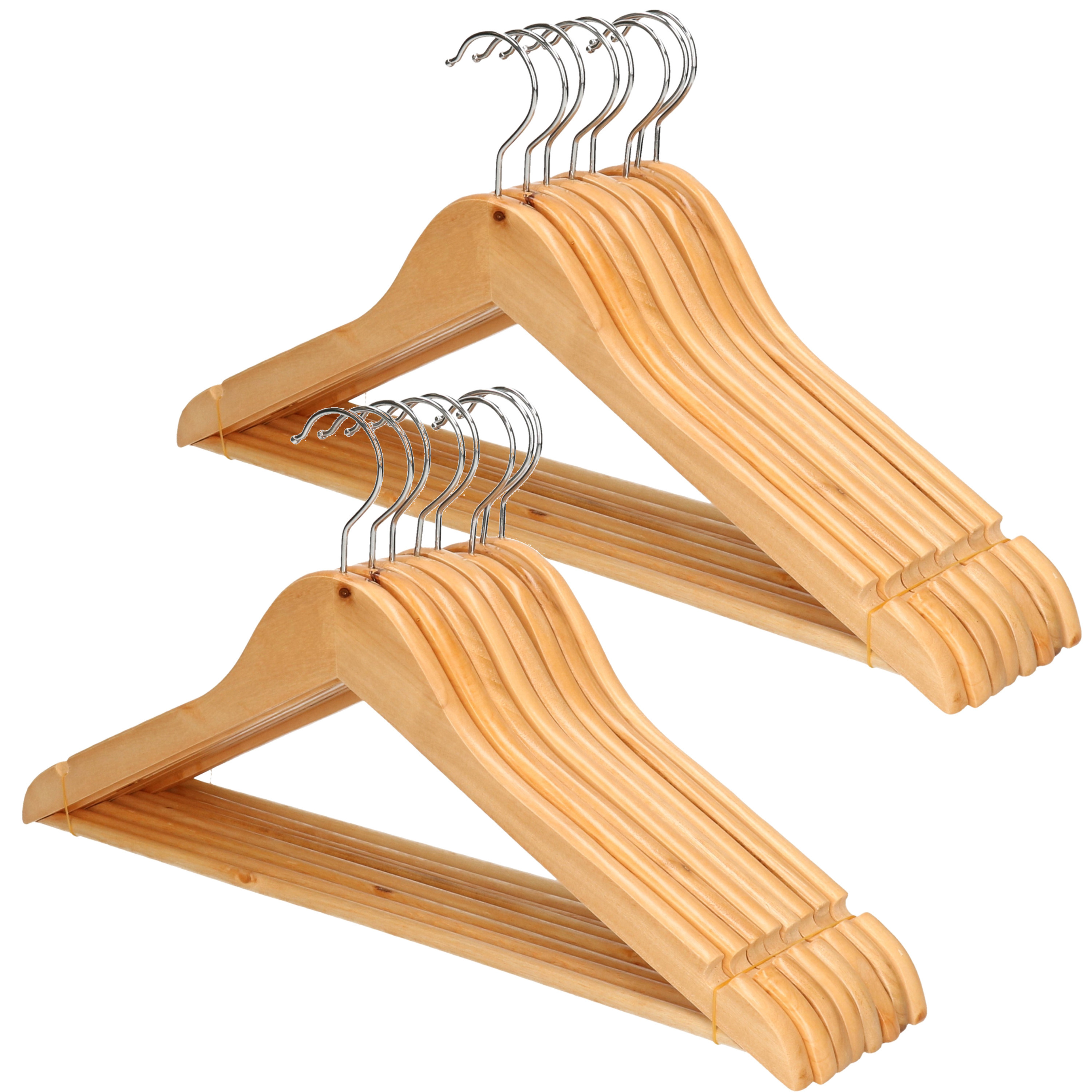 Merkloos 16 stuks Luxe houten kledinghangers -