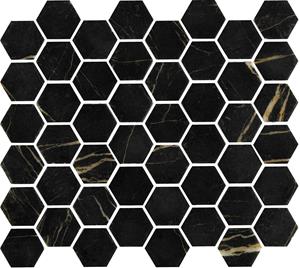 The Mosaic Factory Tegelsample:  Valencia hexagon glasmozaïek tegels 28x33cm nero marble