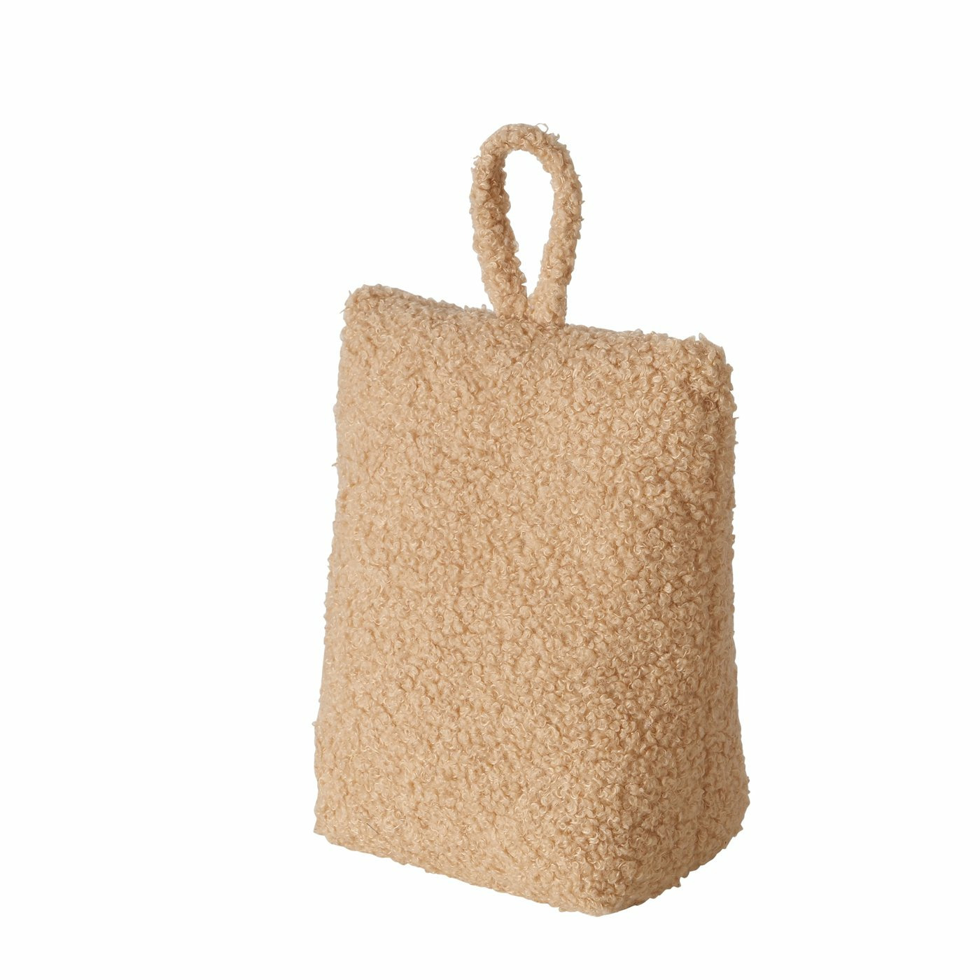 Boltze Deurstopper zak - 1 kilo - licht bruin - pluche/teddy stof - 20 x 10 cm -