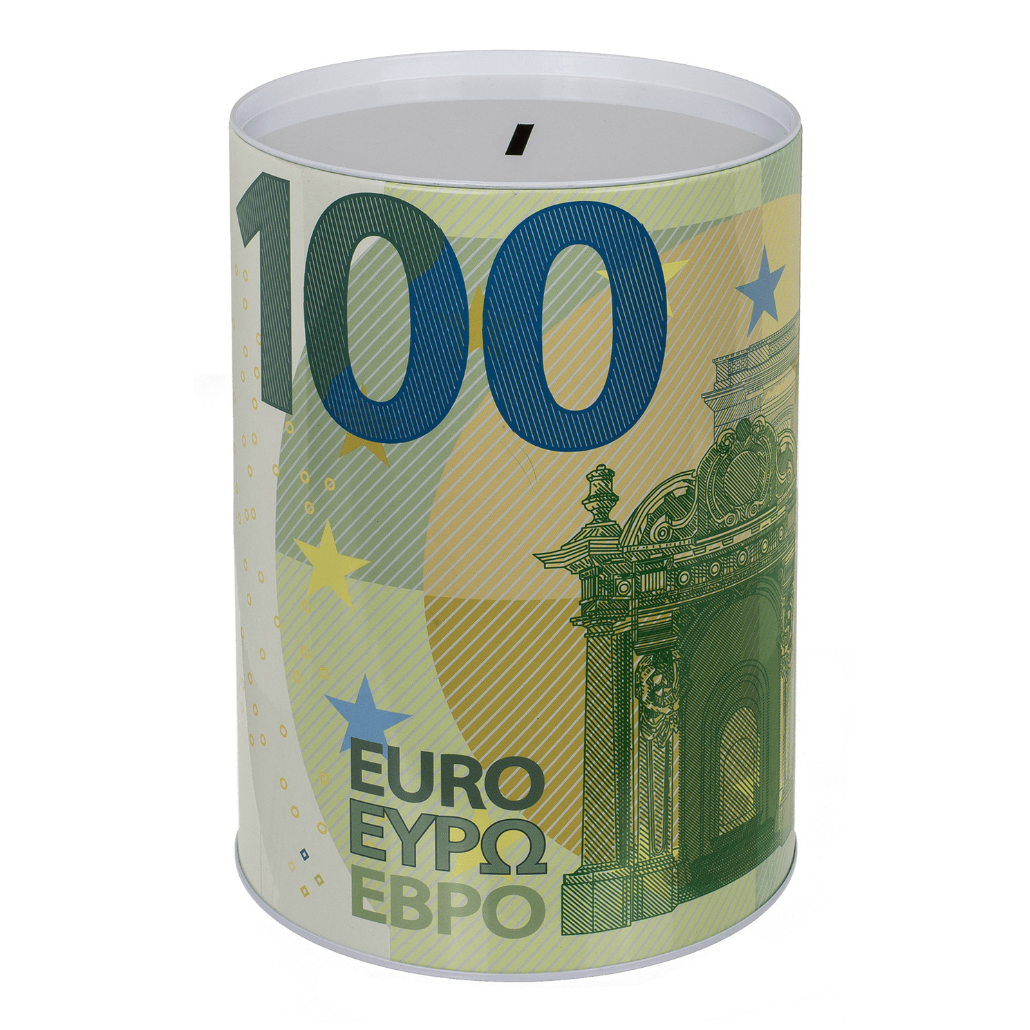 Out of the blue Spaarpot van 100 Euro biljet - metaal - 22 x 15 cm - Sparen voor kind/volwassenen -