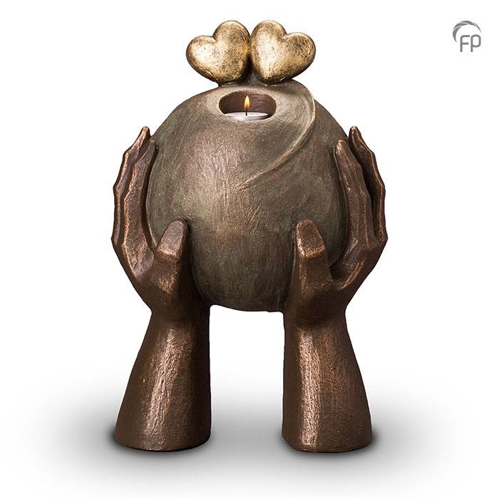 Geert Kunen design urnen Keramiek urn Liefde met dubbel Hart + waxine (3500ml)