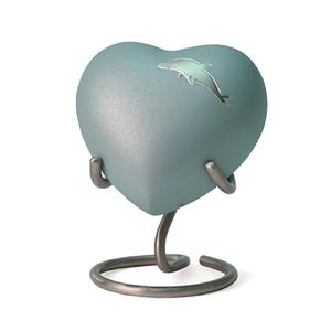 Terrybear Hart urn Area Dolphin met Dolfijn in zilverkleur + standaard