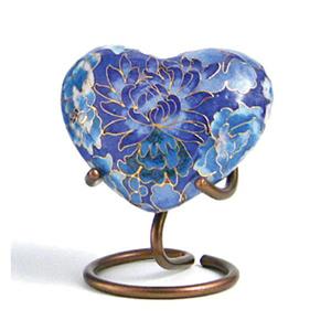 Terrybear Hart urn Essence Elite Floral Blue met bloemen + standaard