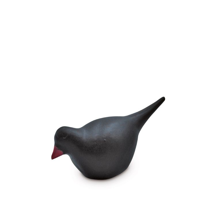 Cekabe urnen Vogel mini urn in Zwart keramiek 8cm