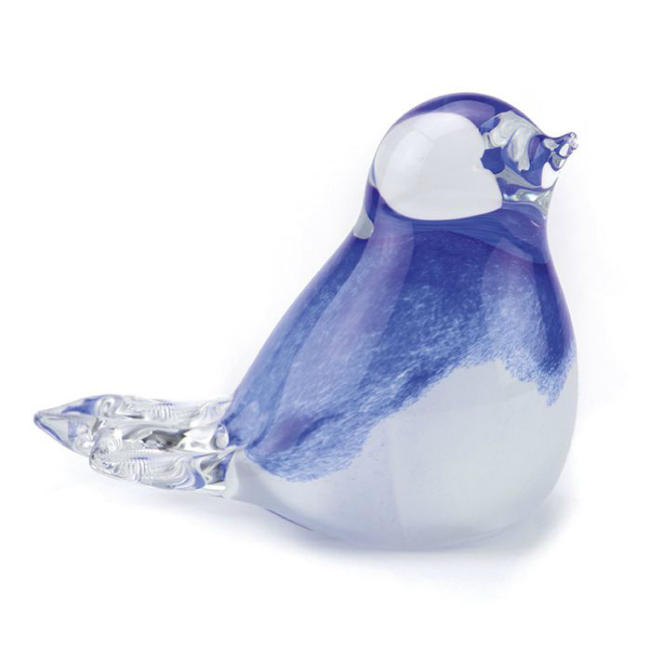 Eeuwige Roos Vogel urn van kristalglas: blauw met wit (30ml) UITLOPEND ASSORTIMENT