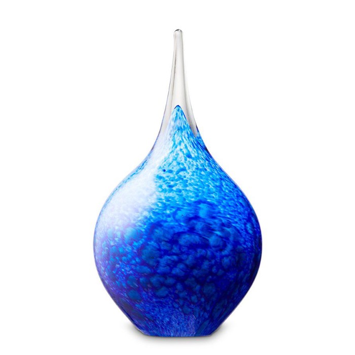 Eeuwige Roos Druppel urn 19cm van glas: Blue Mixed (260ml)