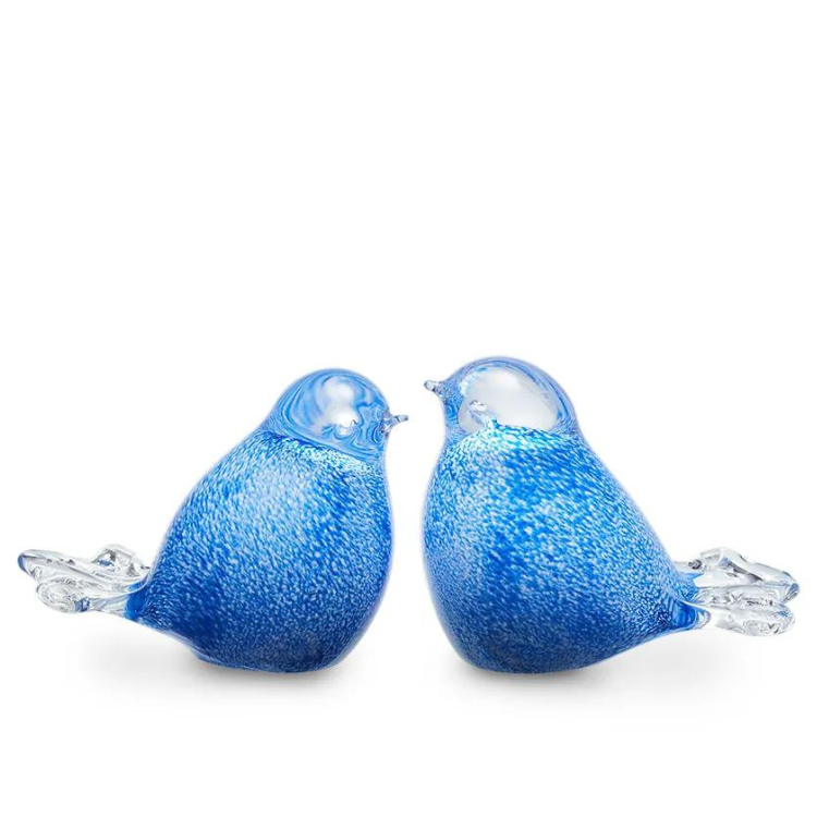 Eeuwige Roos Vogel urn van kristalglas in blauw/wit (30ml)  NIEUW DESIGN