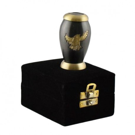 Gedenkartikelen Mini urn met goudkleurige vogel (50ml)