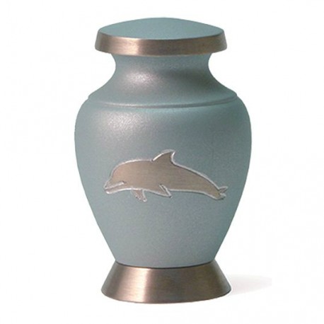 Terrybear Mini urn Aria Dolphin Blauw met zilverkleur (70ml)