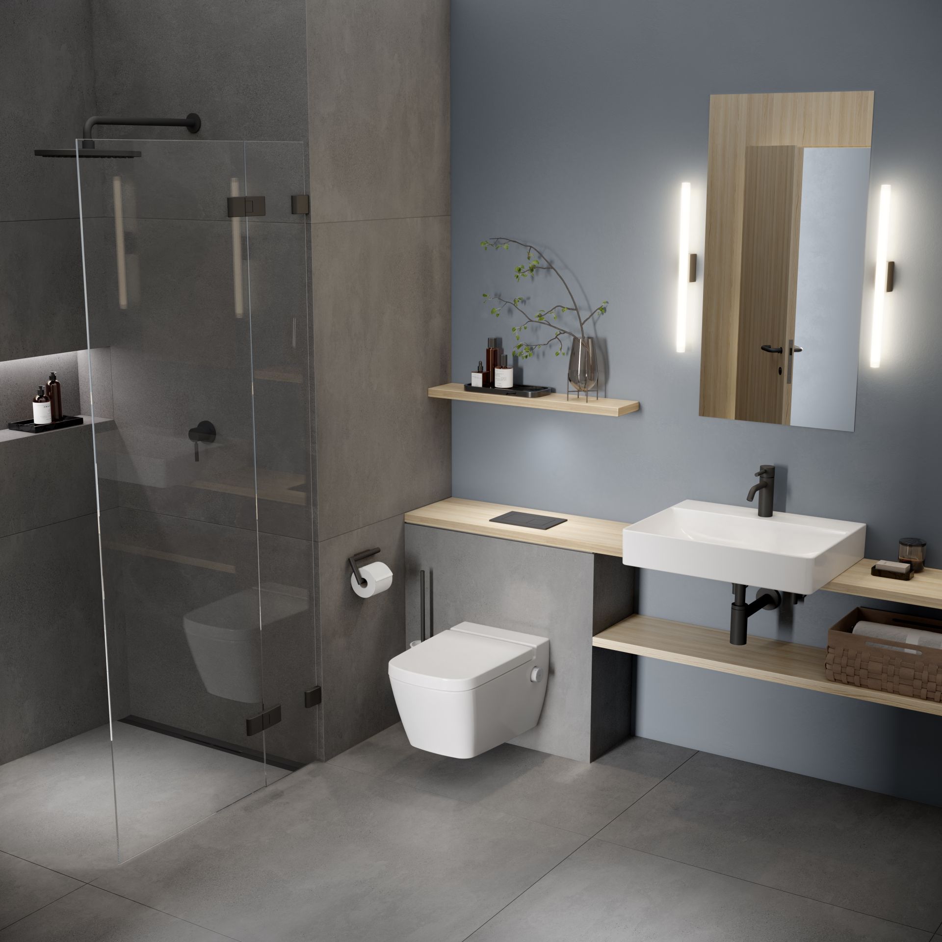 tecegmbh TECEone Wand-WC mit Duschfunktion, Kaltwasser, spülrandlos, 9700201 - 9700201