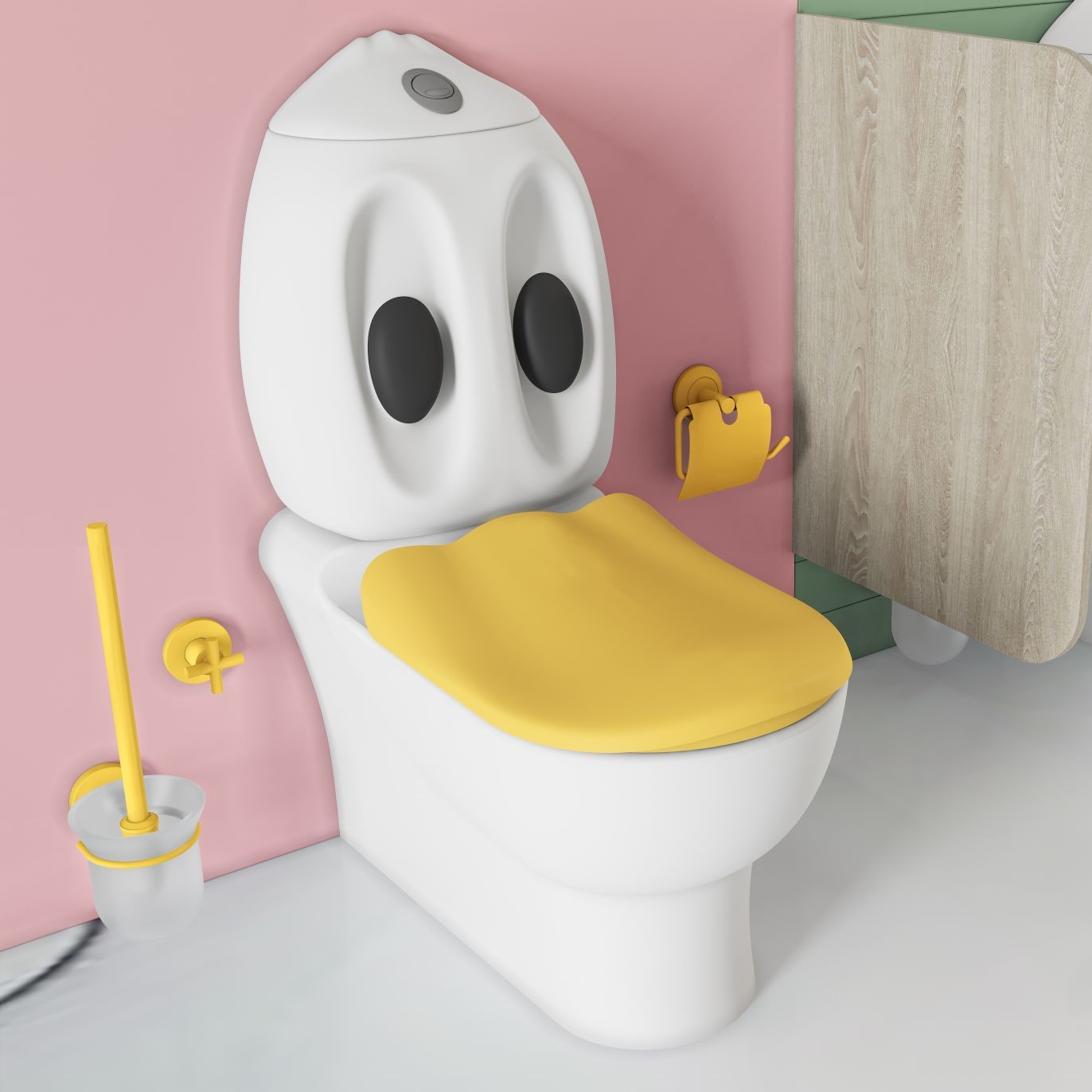 SaniGoods Feliz staand toilet wit met gele softclose zitting