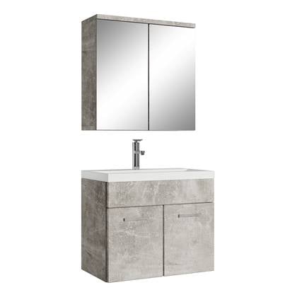 badplaats Badezimmer Badmöbel Set Montreal 01 mit Spiegelschrank 60cm Waschbecken Beton Grau - Unterschrank Waschtisch Möbel - Beton grau