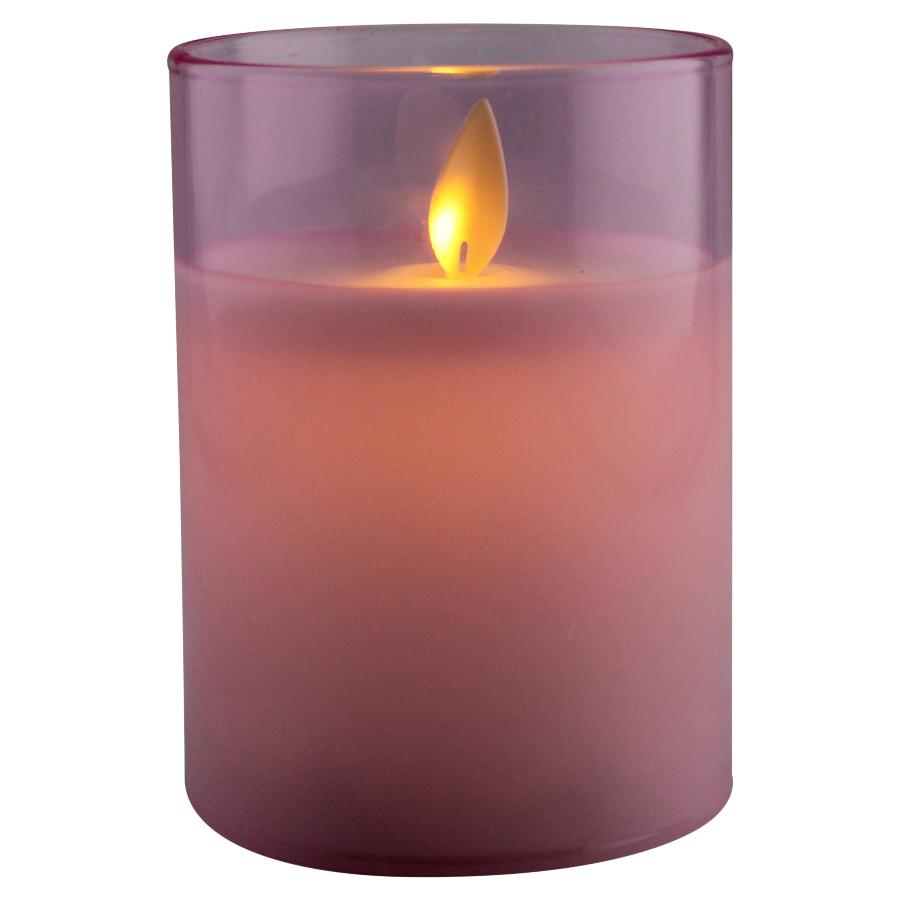 Magic Flame LED kaars wax glas 10cm roze - 