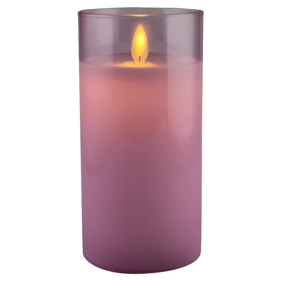 Magic Flame LED kaars wax glas 15cm roze - 