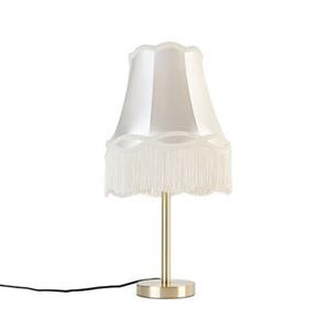 QAZQA Klassische Tischlampe Messing mit Granny-Schirm creme 30 cm - Simplo