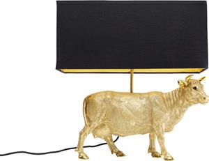 KARE Cow Gold Tischleuchte mit Leinenschirm